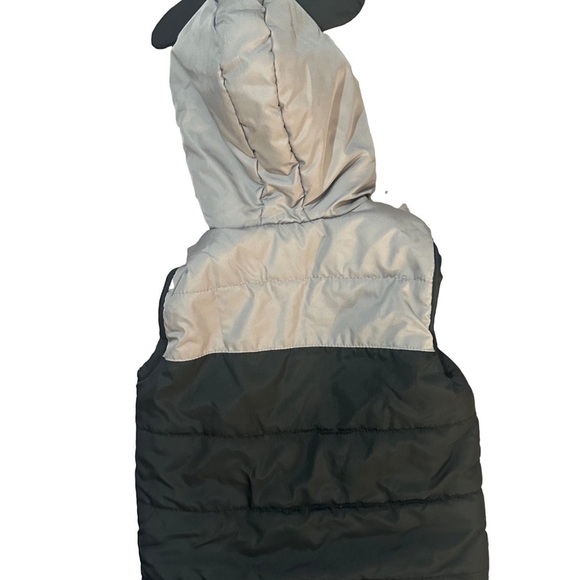 Disney Mickey Mouse Quilted Puffer Vest Sherpa Lined Hood Ears Full Zip Boys 4T - Picture 2 of 3